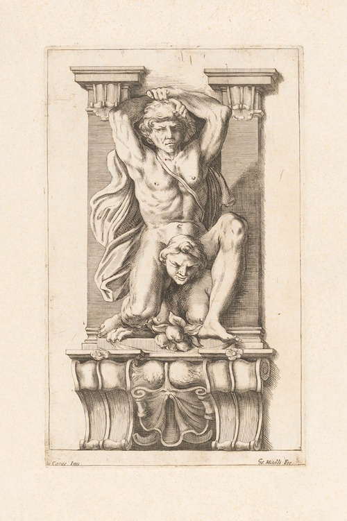 Man subdues a harpy