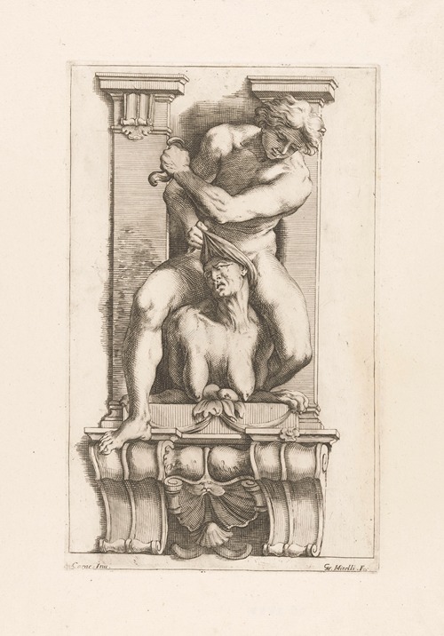Man subdues a harpy