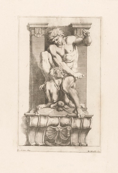 Man subdues a harpy