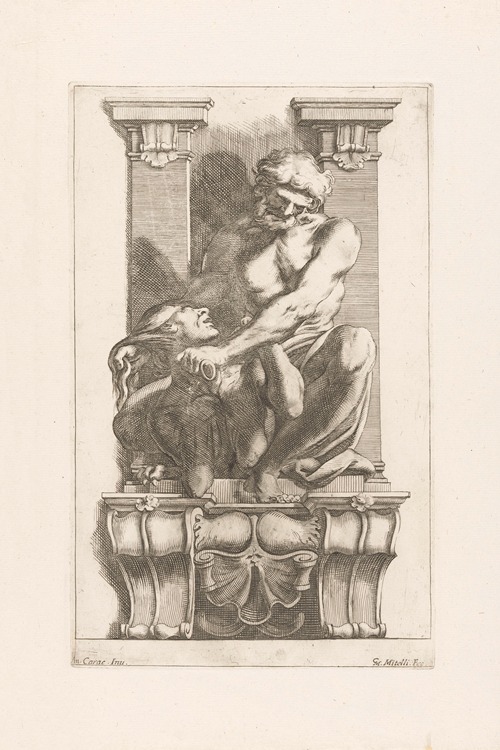 Man subdues a harpy