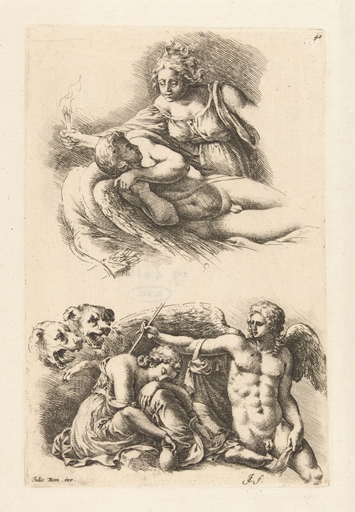 Two scenes from the story of Cupid and Psyche