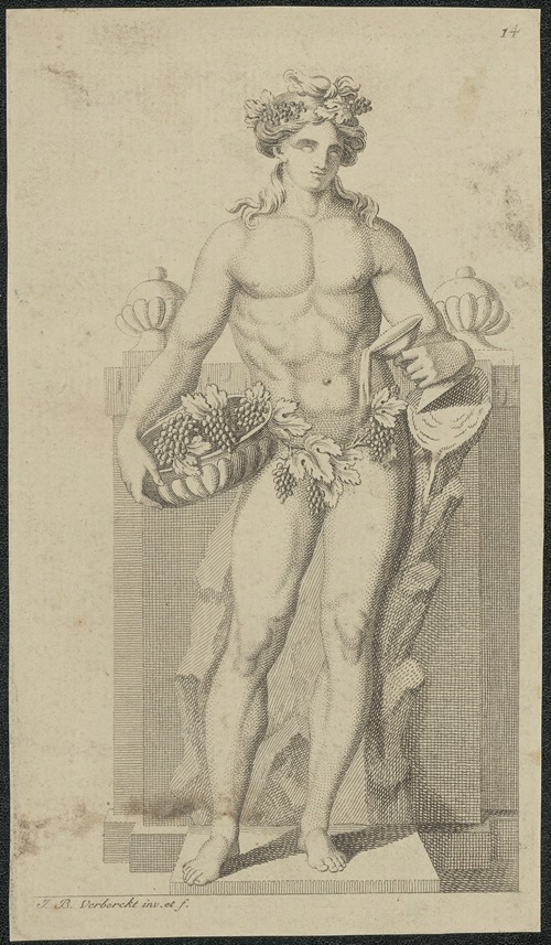 Bacchus met druivenmand in de hand