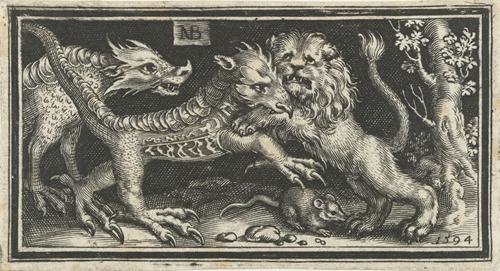 Lion fighting fantasy creatures
