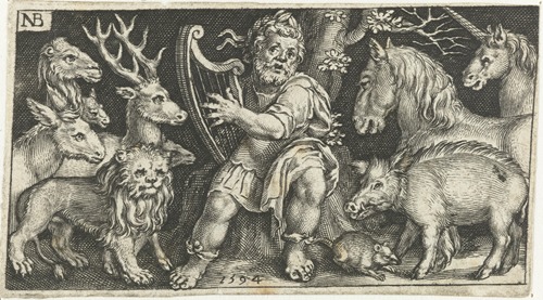 Orpheus enchants the animals with his music