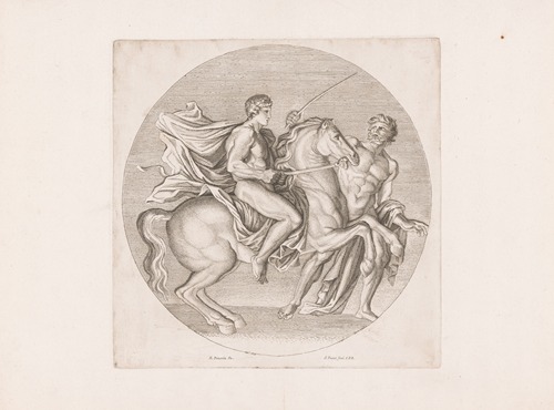 Chiron teaches Hercules how to ride a horse (1678)