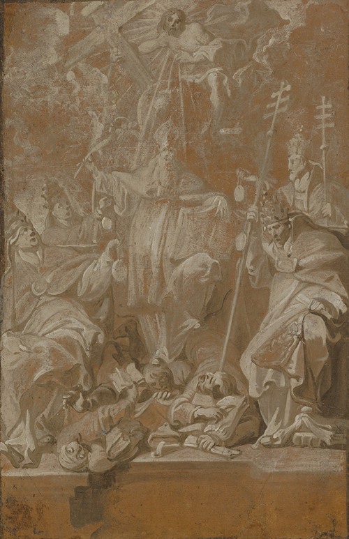 Saint Lambert Trampling his Murderers, Surrounded by the Four Church Fathers