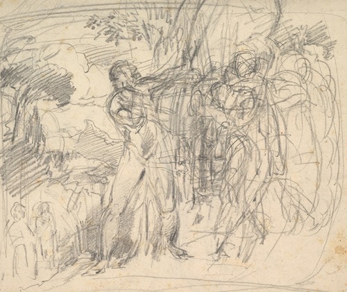 Studies of a Man’s Right Leg, after Titian, and a Profile, for ‘Comus–The Measure’