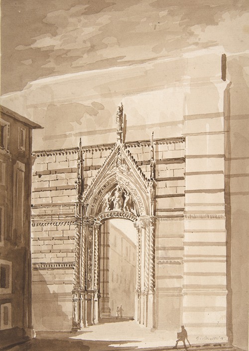 View of the Entrance to the Piazza del Duomo from the Piazza San Giovanni in Siena (1816-73)
