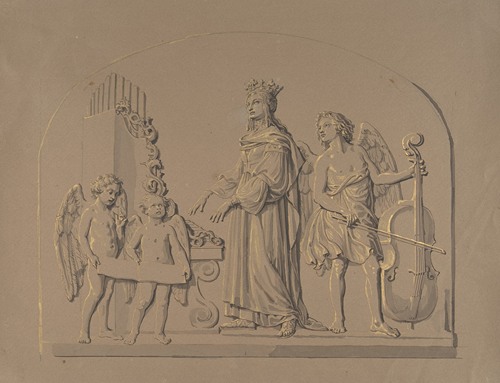 Saint Cecilia at the Organ, Flanked by Angels Making Music