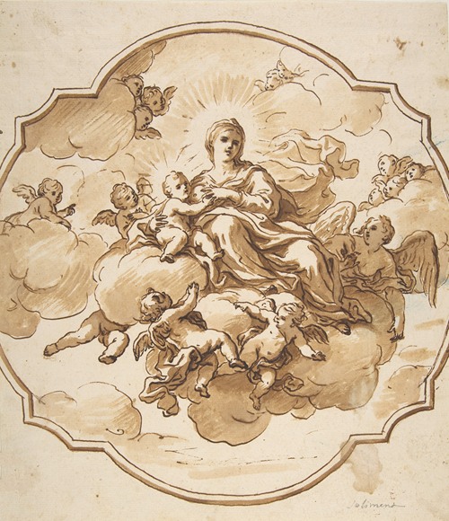 Studies for seated figures of Christ and God the Father in red chalk
