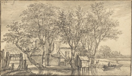 A Cottage Hidden Among Trees on a Riverbank