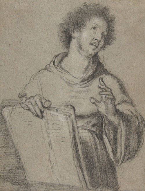 Half-Length Study of a Monk Holding a Book and a Long Implement