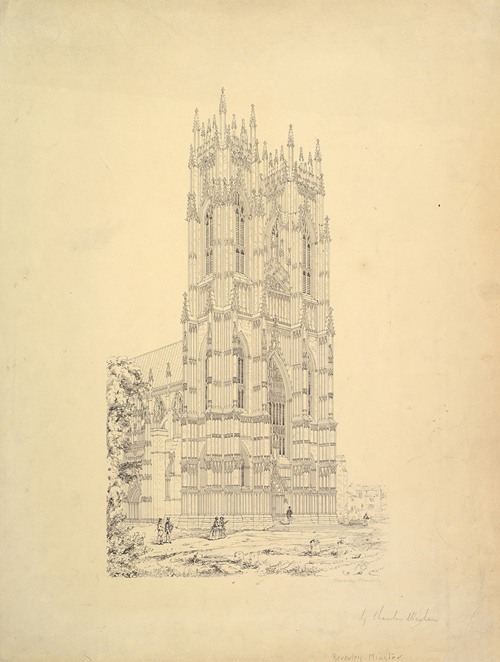 The Beverley Minster, Yorkshire, England, Perspective View of the West Facade