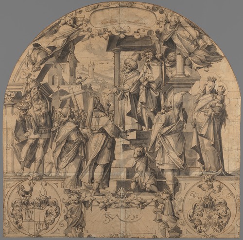 Ecce Homo, the king Caspar, the Virgin and Child and the Arms of the Families Kündig and Pfyffer