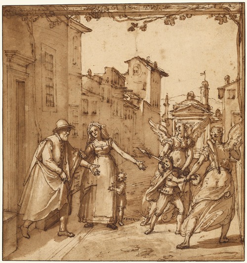 Taddeo Leaving Home Escorted by Two Guardian Angels (1595)