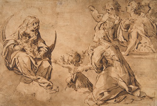 Madonna and Child with Saint John, Saint Anne, and Two Angels in Adoration