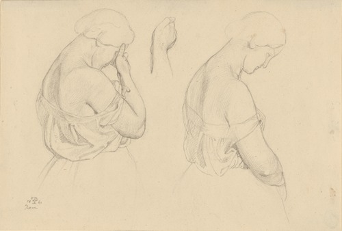 Two Female Figures in Half-length and a Study of a Hand (1861)