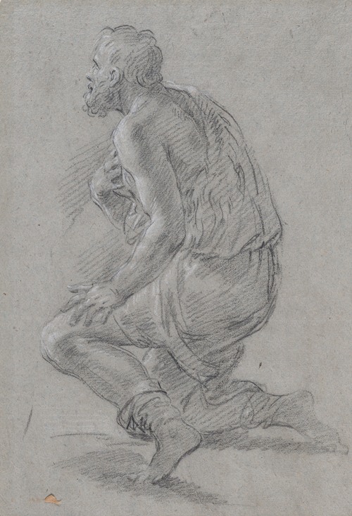 Study of Male Figure Kneeling in a Three-Quarter View, Facing Left (a Shepherd)