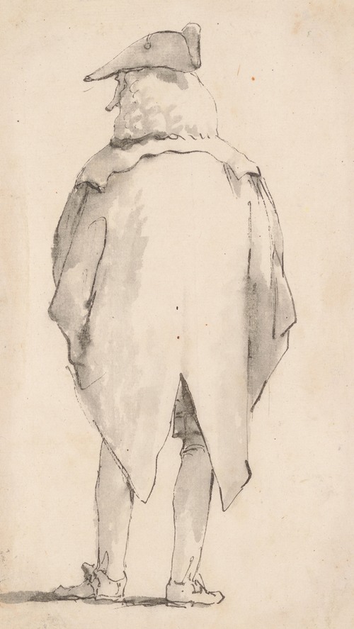 Caricature of a Man Wearing a Wig and a Tricorne, Seen from Behind