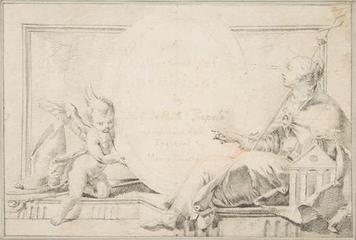 Illustration for a Book; Frontispiece with a Female Allegorical Figure and a Putto