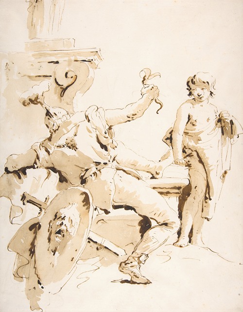 Scherzo di Fantasia; Seated Warrior Holding a Serpent, and Standing Youth