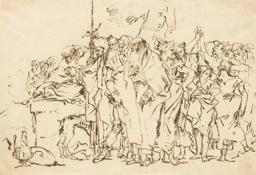 A Crowd of Persons in Antique Roman or Oriental Dress, Gathering at a Pagan Altar