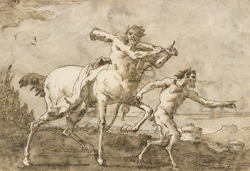 Satyr Leading a Centaur, Who Carries a Club, Bow and Quiver, Outside the Walls of a City (ca. 1771-91)