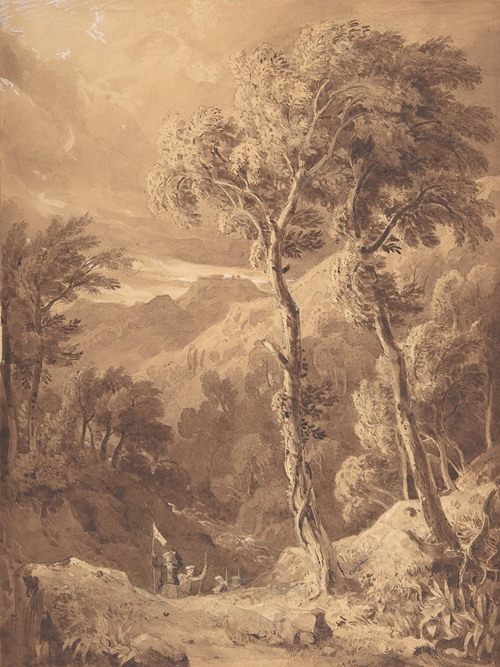 Mountainous Landscape with a Party of Travellers (Scene on the River Pellene Achaia)