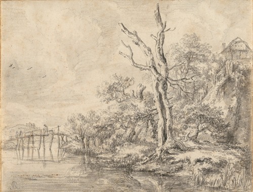 Dead Tree by a Stream at the Foot of a Hill (1650-1660)