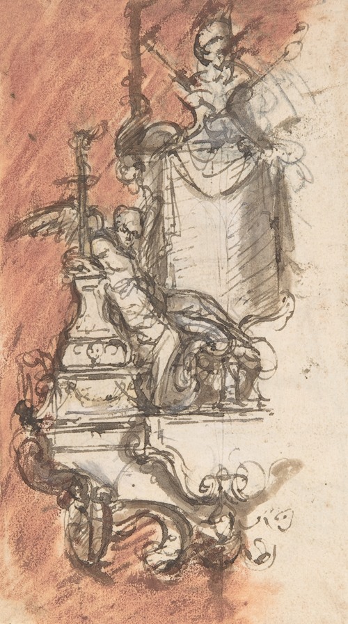 Design for a sepulchral monument with a portrait bust