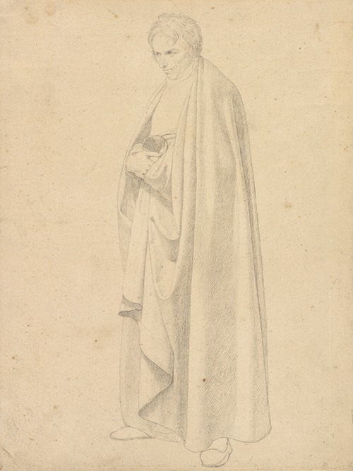 Joseph Wintergerst in a Floor-length Coat, Standing, with his Hands Placed on Top of one another