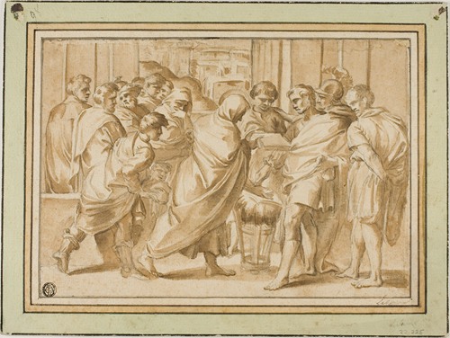 Scene from Roman History, with Draped Figure Presenting Book to Ruler