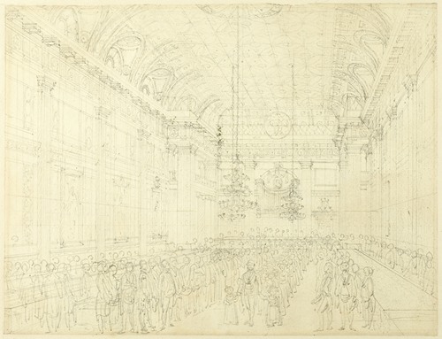Study for Freemason’s Hall, Great Queen Street, from Microcosm of London