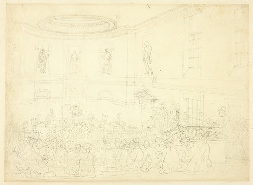 Study for India House, the Sale Room, from Microcosm of London (c. 1809)