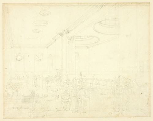 Study for Lloyd’s Subscription Room, from Microcosm of London