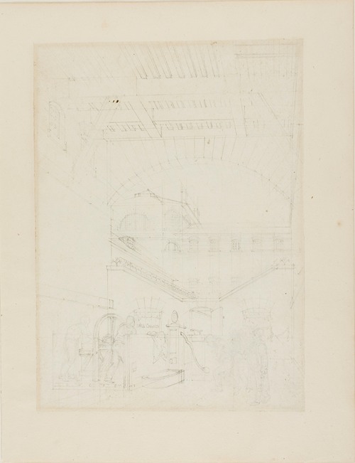 Study for Water Engine, Cold-Bath, Field’s Prison, from Microcosm of London (c. 1808)
