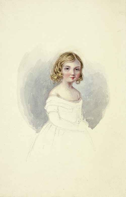 Portrait of Young Girl with Shoulderless Gown