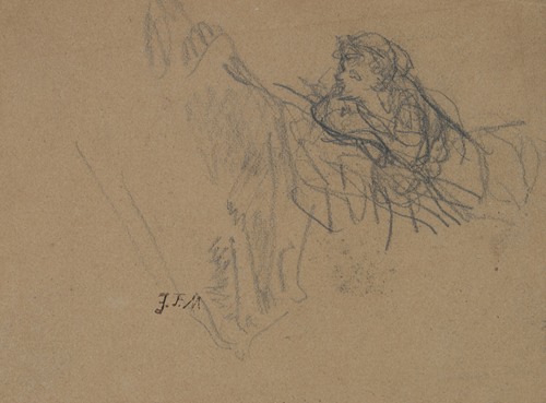 Young Boy Reclining on Elbows, Admiring a Shepherdess
