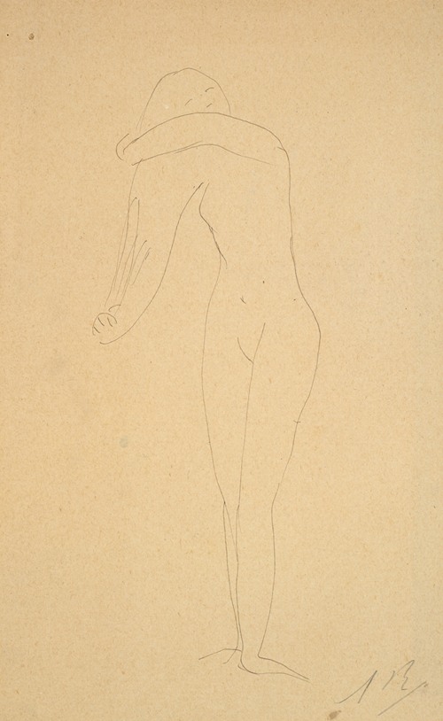 Study of nude (standing, combing her hair)