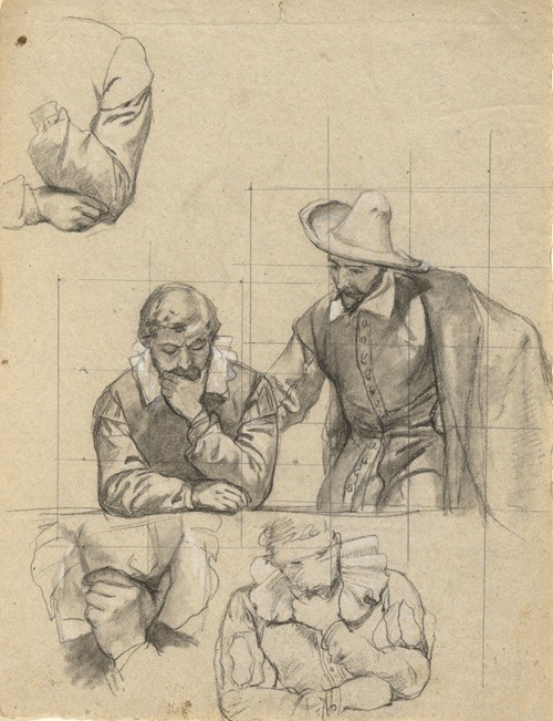 Unidentified group, sketch for Signing of the Compact in the Cabin of the Mayflower