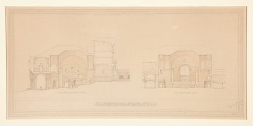 Yale University Museum of Fine Arts Extension; Section Looking West and Section Looking North