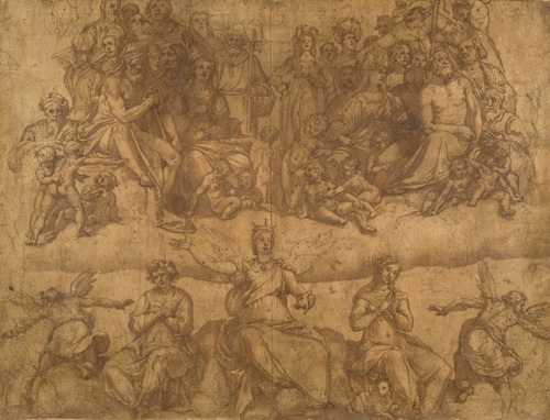 Redeemed Souls and Allegorical Figures, study for the Last Judgment fresco in the cupola of the Duomo, Florence