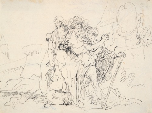 Priam and Companions Outside the Walls of Troy