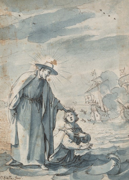 The Rescue of the Sailor Andrea, preparatory study for an egraving by Christian Sas