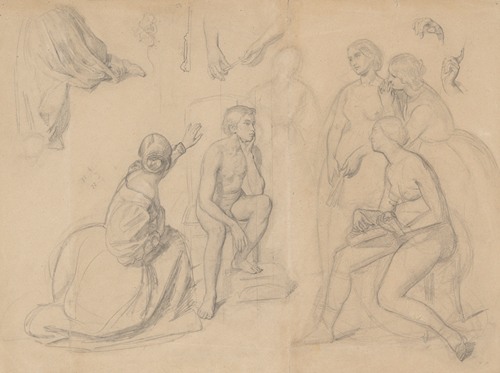 Fragment of composition with the prince figure and the ladies gathered around him, for the painting ‘The Upbringing of Sigismund Augustus’