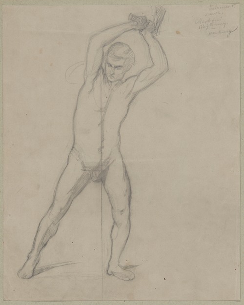 Nude sketch to the executioner with an axe to the painting ‘Martyrdom of St. Matthias’