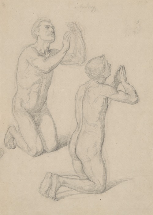 Nude studies for the figures of David and Pius IX in the painting ‘The Immaculate Conception of the Blessed Virgin Mary’
