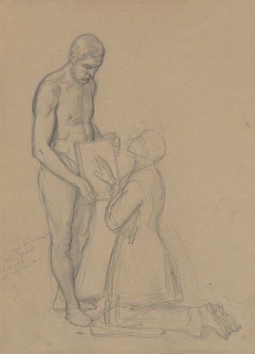 Sketch of the figure of Queen Jadwiga and Jaśko of Tęczyn for the painting ‘Queen Jadwiga’s Oath’