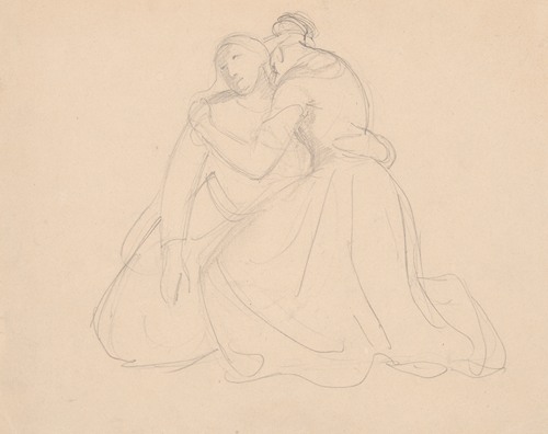 Sketch of the figure to the group of the Virgin Mary and Mary Magdalene to the painting ‘Entombment’