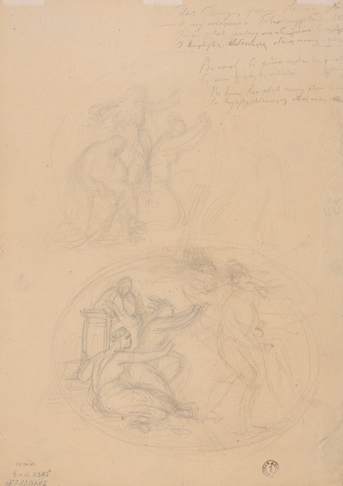 Sketch of the king figure for the painting ‘Death of Barbara Radziwiłł’ (nude)